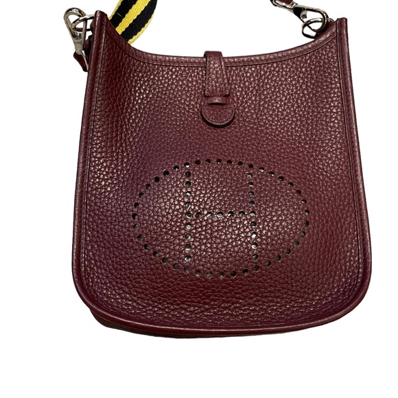 Hermes Mini Raisin Clemence Leather Evelyne Shoulder Bag - Picture 6 of 6